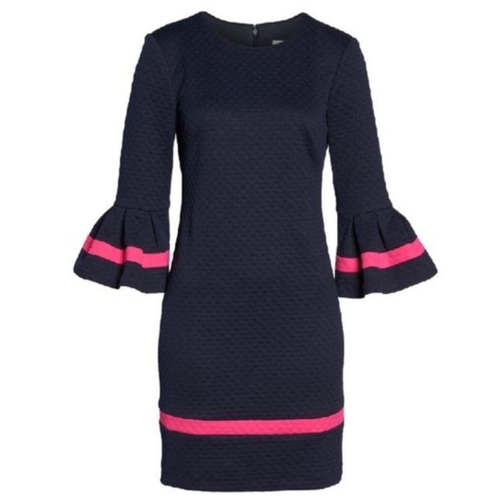 Eliza J Navy Dress with Pink Trim
